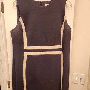 Colorblock Sleeveless Scuba Sheath Dresses (black and blue)